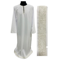 ПІДРИЗНИК   Білий   р52/д145см Габардин (з галуном срібло)