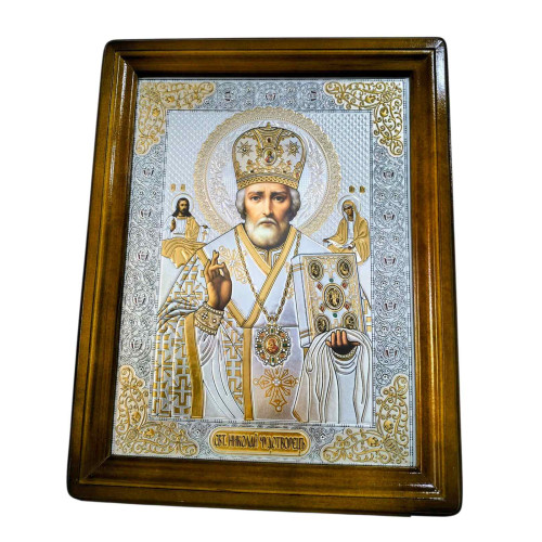 МИКОЛАЙ ЧУДОТВОРЕЦЬ ↕37см ↔47см Літографія Коричн. МИКОЛАЙ ЧУДОТВОРЕЦЬ ↕37см ↔47см Літографія Коричн.