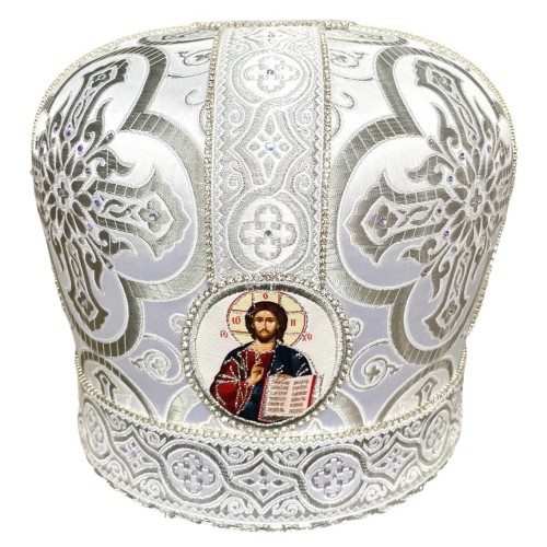 МИТРА   БІЛА   57р   Вишивка  Парча (іверський хрест)