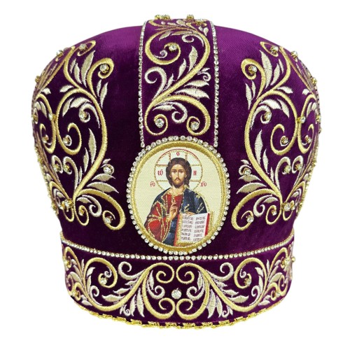 митра 59,5р оксамит фиолетова з вишивкою