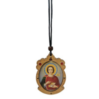 ПІДВІСКА ↕7.5см ↔5см Дерево Оргскло Пантелеймон