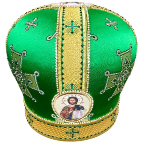 МИТРА   ЗЕЛЕНА   60р   Вишивка  Парча (лікійський хрест)