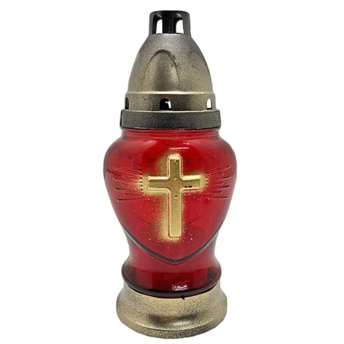 Лампада ПОМИНАЛЬНА Червона Серце Хрест 18 год. Лампада ПОМИНАЛЬНА Червона Серце Хрест 18 год.