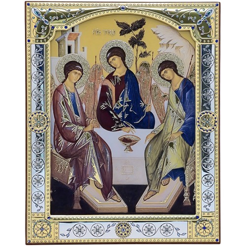 ТРОИЦА Старозаветная ↕14см ↔11,5см МДФ Серебро Стекло ТРОИЦА Старозаветная ↕14см ↔11,5см МДФ Серебро Стекло