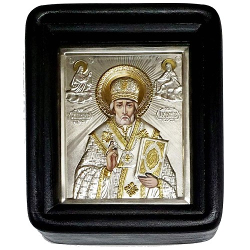 НИКОЛАЙ ЧУДОТВОРЕЦ   ↕17см ↔15см Холст Гальваника
