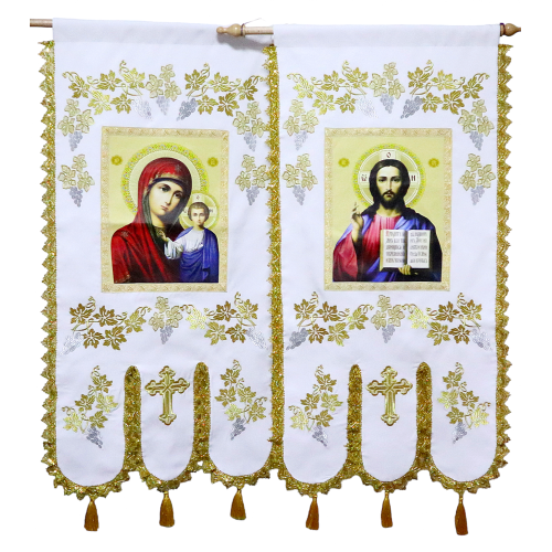 ХОРУГВИ   БЕЛЫЕ   ↕120см ↔60см   Габардин Вышивка