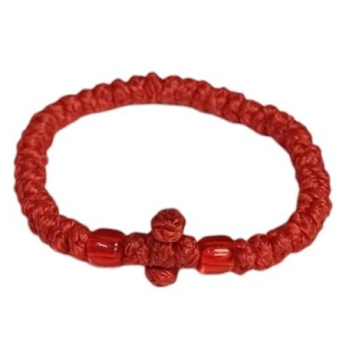 Браслет с греческим плетением «Комбоскини» Красный  Детский