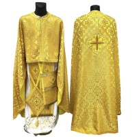 Облачення грецького крою ЖОВТЕ р.60/д.145 Парча (хрест в квітах) Облачення грецького крою ЖОВТЕ р.60/д.145 Парча (хрест в квітах)