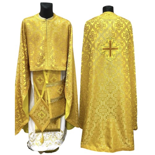 Облачення грецького крою ЖОВТЕ р.60/д.145 Парча (хрест в квітах) Облачення грецького крою ЖОВТЕ р.60/д.145 Парча (хрест в квітах)