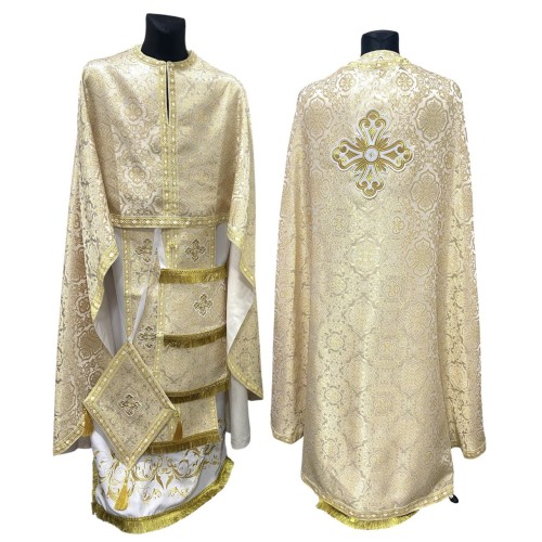 Облачения греческого покроя БЕЛО-ЖЕЛТОЕ р.50/д.145 Парча