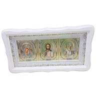 ТРІЙНИК Вседержитель Казанська Миколай ↕22см ↔40см Білий Фіг.рамка ТРІЙНИК Вседержитель Казанська Миколай ↕22см ↔40см Білий Фіг.рамка