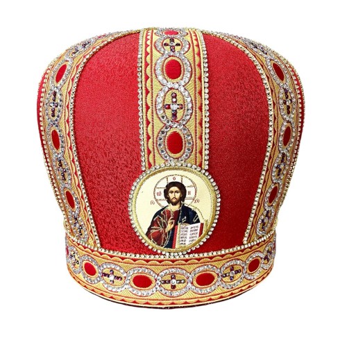 МИТРА  ЧЕРВОНА   60р   Вишивка  Парча фактурна