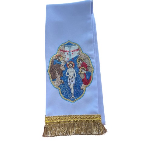 ЗАКЛАДКА для Євангліє   БІЛА  ↕140см ↔14см  Габардин Хрещення