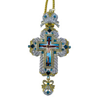 ХРЕСТ Наперсний ↕16,5см ↔8см Латунь Китай Блакитний