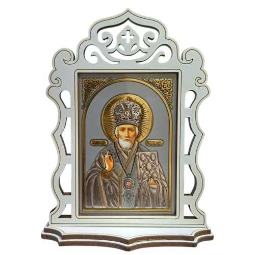 ПРЕСВЯТАЯ БОГОРОДИЦА со СПРИРИДОНОМ  и НИКОЛАЕМ ↕20см ↔15см  МДФ