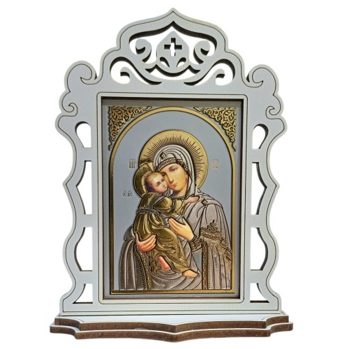 ПРЕСВЯТАЯ БОГОРОДИЦА со СПРИРИДОНОМ  и НИКОЛАЕМ ↕20см ↔15см  МДФ