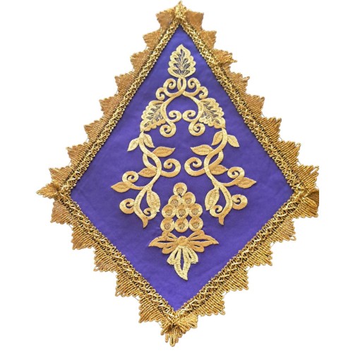 ПІДСТАВКА під хрест та лампаду  ФІОЛЕТОВА  КОМПЛЕКТ  ↕48см ↔30см Ø16см   Габардин Вишивка золот.