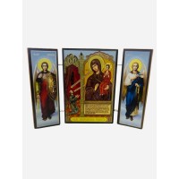 Складень "Всецариця" (Арх. Михаїл и Гавриїл) ↕8.5см ↔6см ДСП ЛитографІя Складень "Всецариця" (Арх. Михаїл и Гавриїл) ↕8.5см ↔6см ДСП ЛитографІя