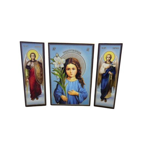 Складень "Трирічна" (Арх. Михаїл та Гавриїл) ↕8.5см ↔6см ДСП Літографія Складень "Трирічна" (Арх. Михаїл та Гавриїл) ↕8.5см ↔6см ДСП Літографія