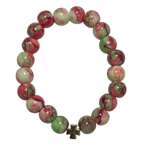 БРАСЛЕТ мрамор (червоно-салатовий)