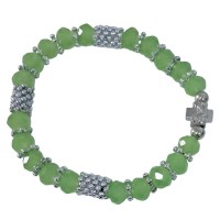 БРАСЛЕТ з хрестом та скляними намистинами (салатовий)