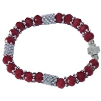 БРАСЛЕТ з хрестом та скляними намистинами (червоний)