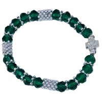 БРАСЛЕТ з хрестом та скляними намистинами (зелений)