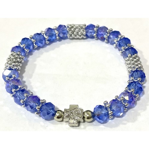 БРАСЛЕТ з хрестом та скляними намистинами (фіалка)