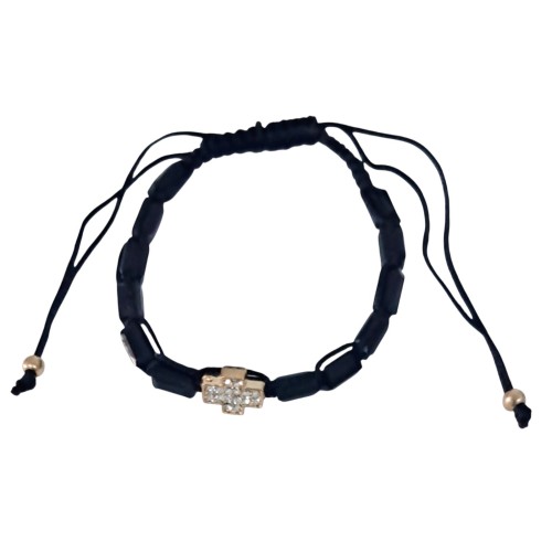 БРАСЛЕТ  на затяжці з хрестиком  (чорний)