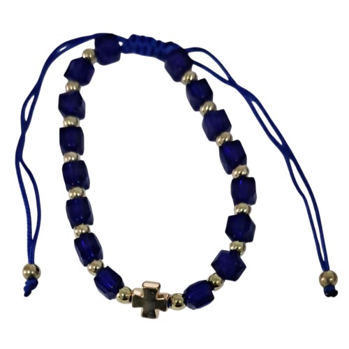 БРАСЛЕТ  на затяжці  Скляні квадратики (фіолетовий)