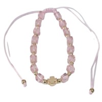 БРАСЛЕТ  на затяжці  Скляні квадратики (рожевий)