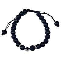 БРАСЛЕТ чорний з хрестиком (чотки)