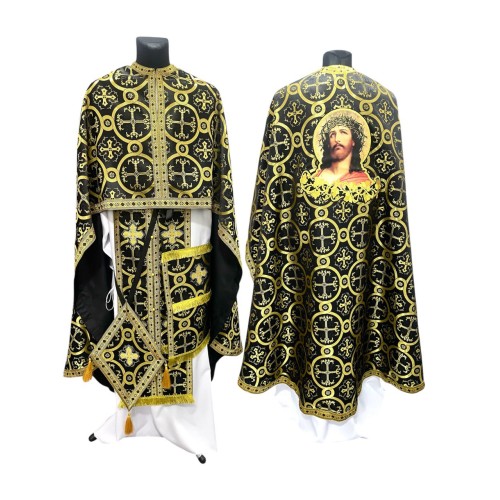 Облачення грецького крою ЧОРНЕ р 46/д 140 Парча (СПАС в терновому вінці) Облачення грецького крою ЧОРНЕ р 46/д 140 Парча (СПАС в терновому вінці)