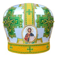 МИТРА   БІЛА   61р   Парча (біло-зелена преображенський)
