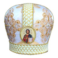 МИТРА   БІЛА   56р   Вишивка  Парча (архієрейське)