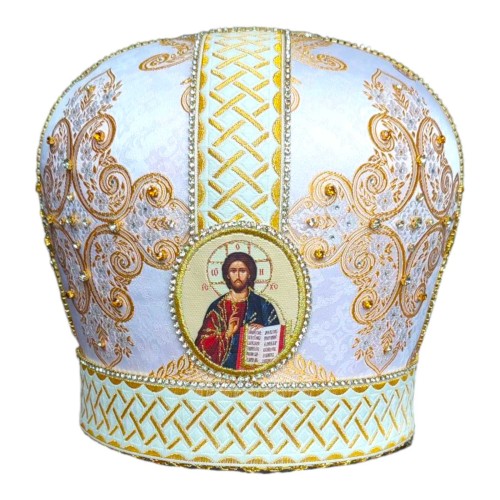 МИТРА   БІЛА   56р   Вишивка  Парча (архієрейське)
