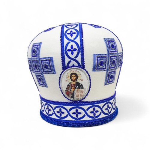 МИТРА   БЕЛО-СИНЯЯ   58.5р  ТКАНЬ КУПЮР