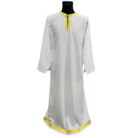 ПІДРИЗНИК   Білий   р50/д150см Габардин (з галуном золото)