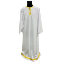 ПІДРИЗНИК   Білий   р48/д145см Габардин (з галуном золото)