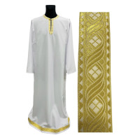 ПІДРИЗНИК   Білий   р48/д150см Габардин (з галуном золото)