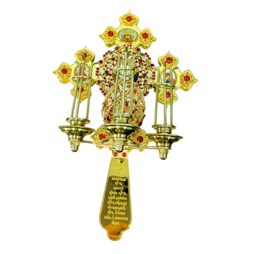 ТРЕХСВЕЧНИК ПАСХАЛЬНЫЙ ↕31*20см. латунь ТРЕХСВЕЧНИК ПАСХАЛЬНЫЙ ↕31*20см. латунь