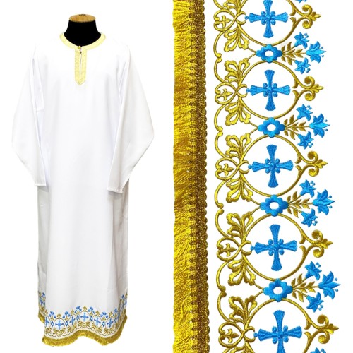 ПІДРИЗНИК   Білий   р56/д155см Габардин (золото-блакитний хрест)