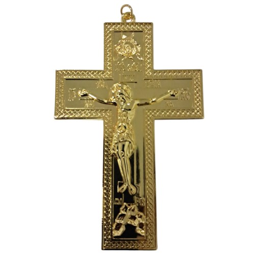 ХРЕСТ Наперсний ↕12см ↔7.5см Латунь Позолота