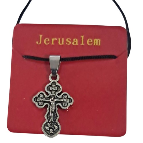 КРЕСТИК МЕТАЛИЧЕСКИЙ нательный на шнурке  40см