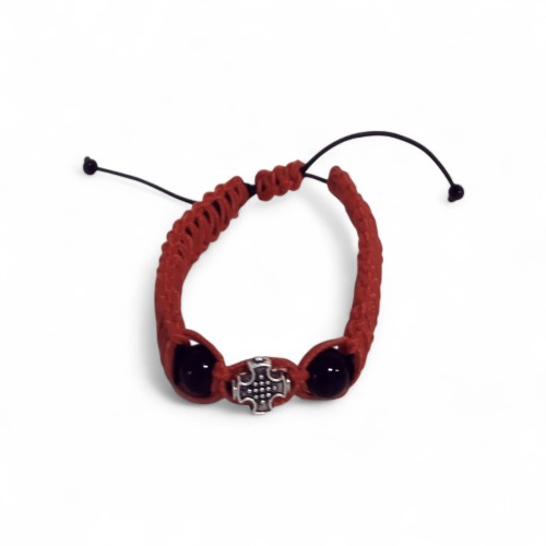 БРАСЛЕТ  плетений с молитвой Псалом 90 бордовий