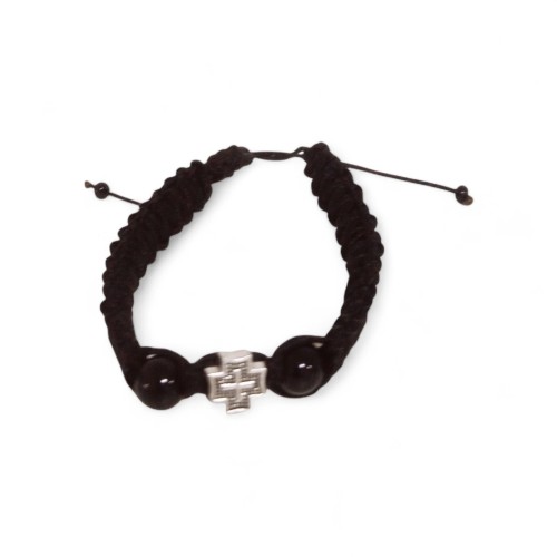 БРАСЛЕТ  плетений с молитвой (чорний) Греция