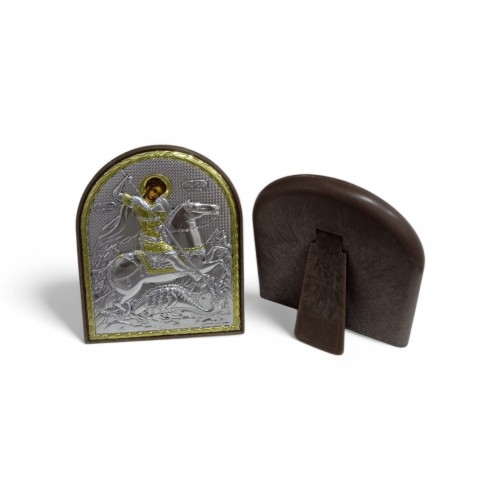 ІКОНКА на підставці   ↕10,5см ↔8,5см Георгій сріблення, золочення