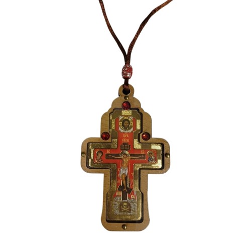 ПІДВІСКА хрест ↕8.5см ↔6.2см Дерево Оргскло